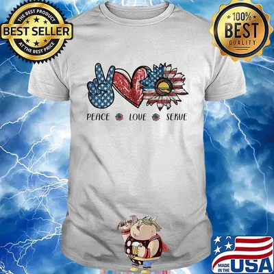 Peace love serve sunflower american flag independence day shirt