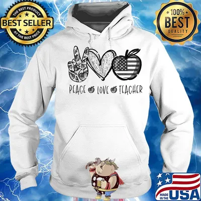 Peace love teacher american flag independence day s Hoodie