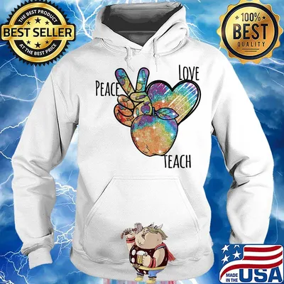 Peace love teacher apple diamond s Hoodie