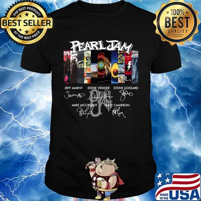 Pearl jam band members signatures logo shirt