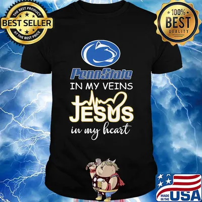 Penn state nittany lions in my veins jesus in my heart heartbeat shirt