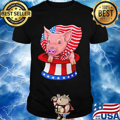 Pig in hat American flag veteran Independence day shirt