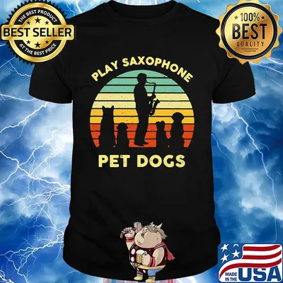 Play Saxophone Pet Dogs Vintage Retro Shirt