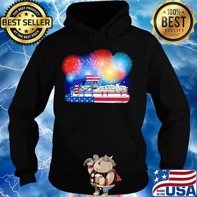 Pontoon firework american flag independence day s Hoodie