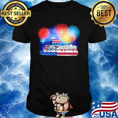 Pontoon firework american flag independence day shirt