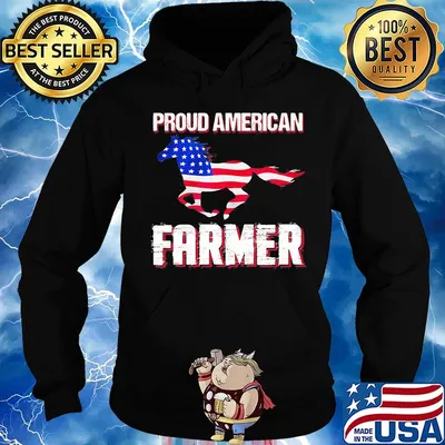 Proud American farmer horse flag veteran Independence day s Hoodie