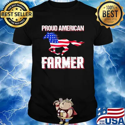 Proud American farmer horse flag veteran Independence day shirt