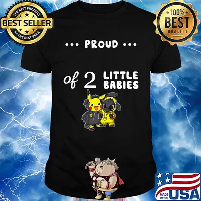 Proud of 2 little babies pokemon and toothless shirt