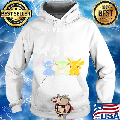 Proud of 3 little babies stitch baby yoda and pokemon s Hoodie