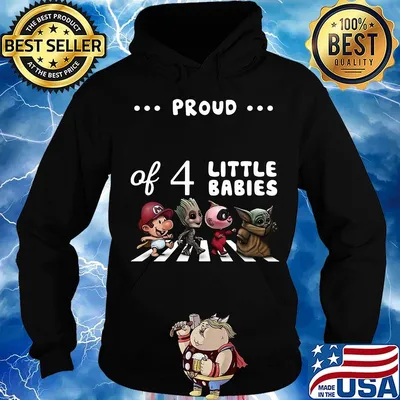 Proud of 4 little babies mario baby groot baby yoda abbey road s Hoodie
