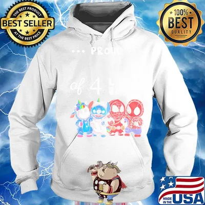 Proud of 4 little babies unicorn stitch pokemon and spider man s Hoodie