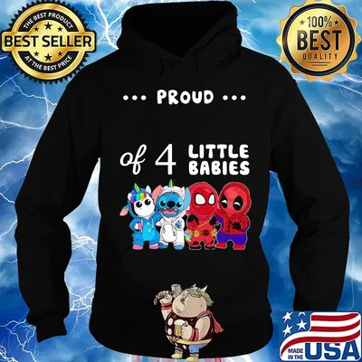 Proud of 4 little babies unicorn stitch pokemon and spider man s Hoodie