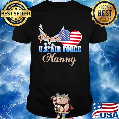 Proud u.s.air force nanny heart american flag independence day shirt