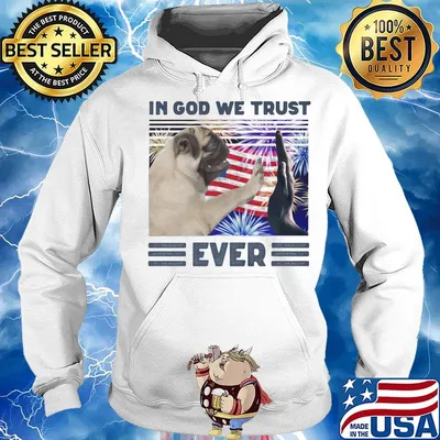 Pug in God we trust ever American flag independence day s Hoodie