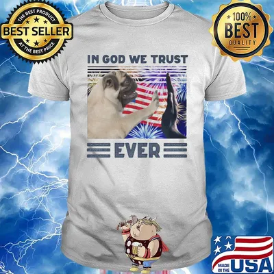 Pug in God we trust ever American flag independence day shirt