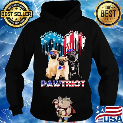 Pug pawtriot heart american flag independence day s Hoodie