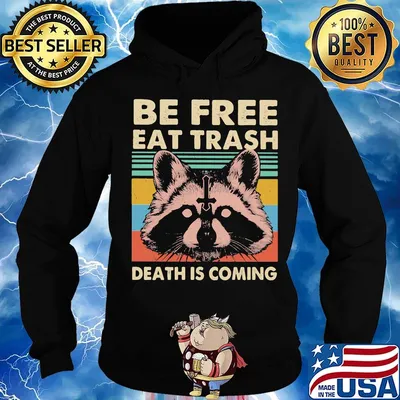 Raccoon be free eat trash death is coming vintage retro s Hoodie