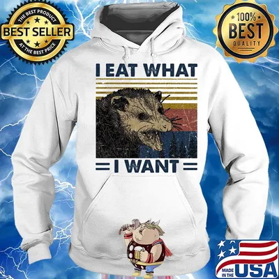 Raccoon i eat what i want vintage retro white s Hoodie