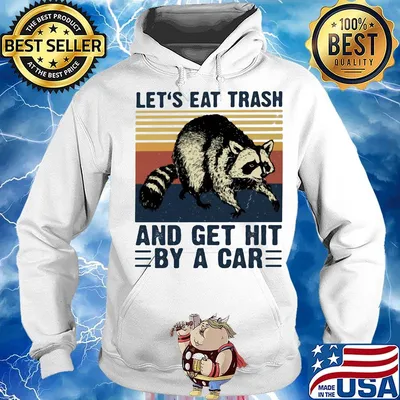 Raccoon let's eat trash and get hit by a car vintage retro s Hoodie