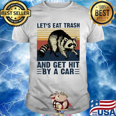 Raccoon let's eat trash and get hit by a car vintage retro shirt