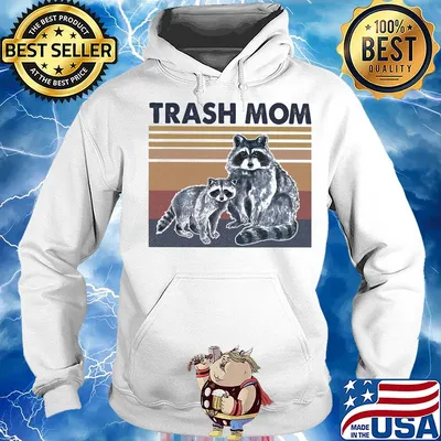 Raccoon trash mom vintage retro s Hoodie