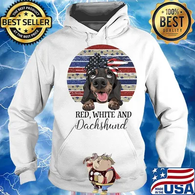 Red white and dachshund american flag independence day vintage retro s Hoodie