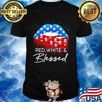 Red White Blessed Skullcap American Flag Independence Day Shirt