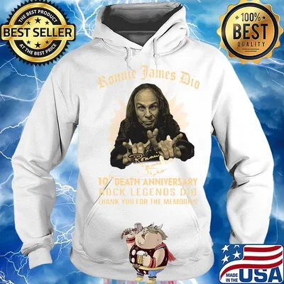 Ronnie james dio 10th death anniversary rock legends dio thank you for the memories signature s Hoodie