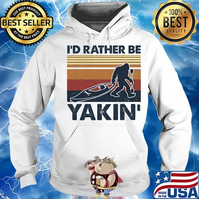 Rowing bigfoot I'd rather be yakin' vintage retro s Hoodie