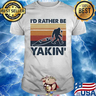 Rowing bigfoot I'd rather be yakin' vintage retro shirt