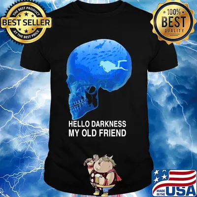 Scuba diving skull hello darkness my old friend shirt