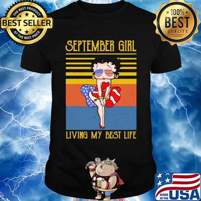 September girl living my best life vintage American flag veteran Independence Day shirt