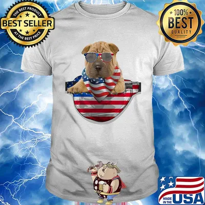 Shar pei waist pack american flag independence day shirt