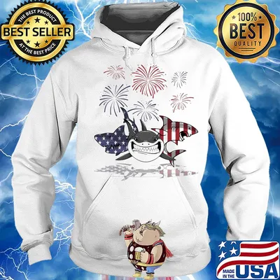 Shark firework american flag independence day s Hoodie