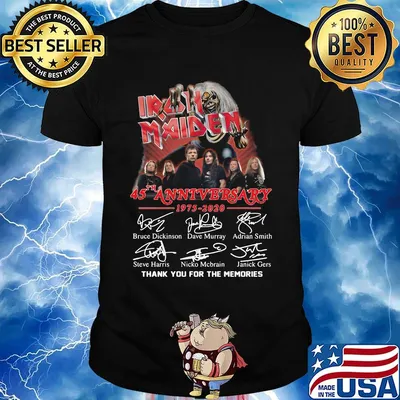 Skeleton iron maiden 45th anniversary 1975 2020 thank you for the memories signatures shirt
