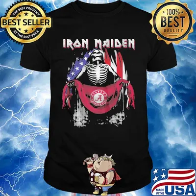 Skeleton iron maiden alabama crimson tide logo american flag independence day shirt