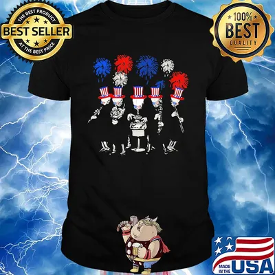 Skull drummer American flag veteran Independence day shirt