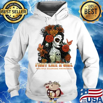 Skull fight like a girl multiple sclerosis awareness flowers butterfly s Hoodie