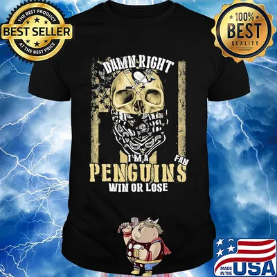 Skull mask damn right I'm a pittsburgh penguins fan win or lose american flag independence day shirt