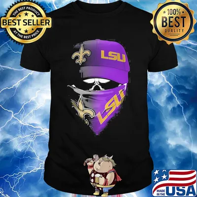 Skull mask new orleans saints and LSU Tigers football shirt