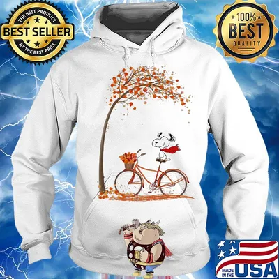 Snoopy and bicycle autumn yellow leaves s Hoodie