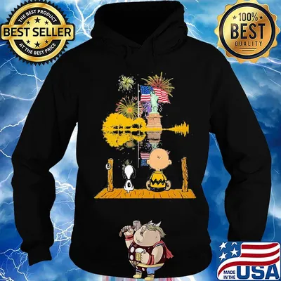 Snoopy and charlie brown firework american flag independence day s Hoodie