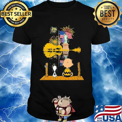 Snoopy and charlie brown firework american flag independence day shirt