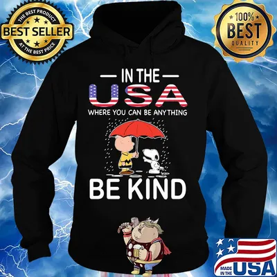Snoopy and charlie brown in the usa where you can be anything be kind independence day s Hoodie