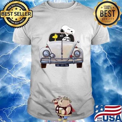 Snoopy and woodstock driving car shirt