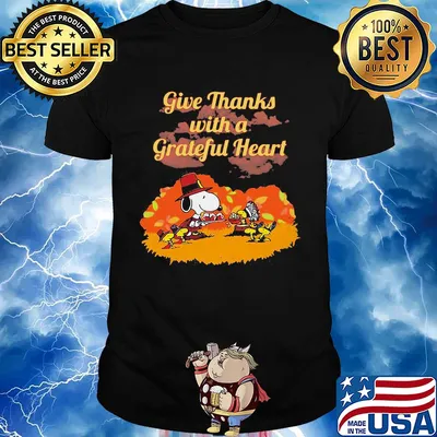 Snoopy and woodstock give thanks with a grateful heart moon shirt