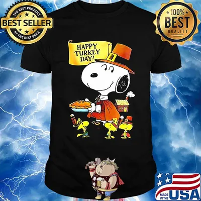 Snoopy and woodstock happy turkey day light shirt