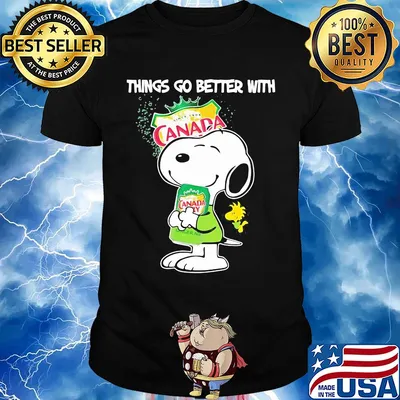 Snoopy and woodstock things go better with canada dry shirt