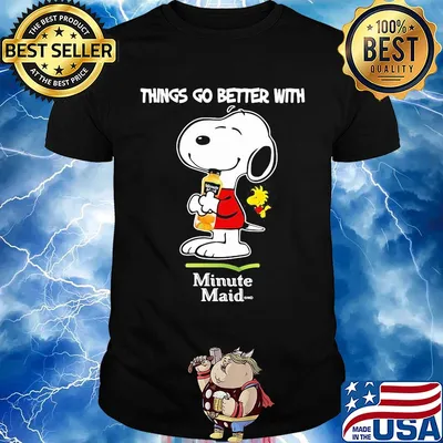 Snoopy and woodstock things go better with minute maid shirt