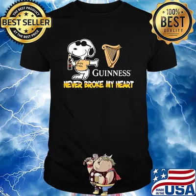 Snoopy guinness beer never broke my heart shirt